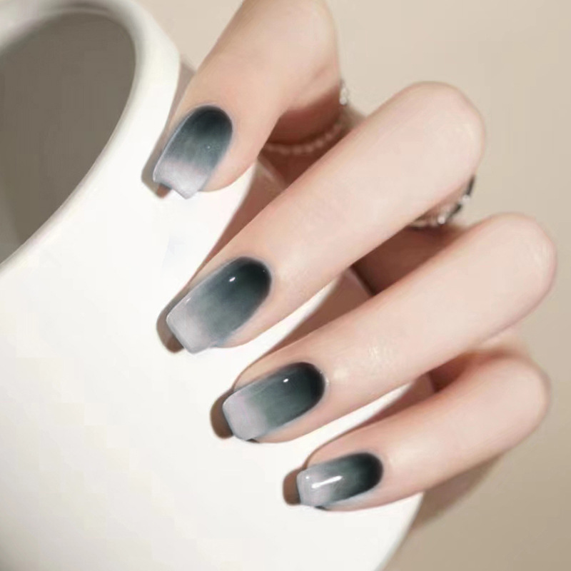 Minimalistic dark demi-season nail stickers
