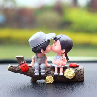 Cute Tree Branch Couple Car: Car ornaments - branched-grey-couple-two-bugs