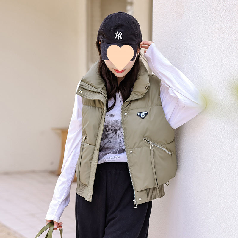 羽绒棉马甲外套女秋冬2025新款时尚短款外穿加厚立领无袖马夹背心