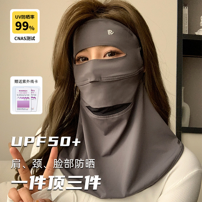 夏季冰絲防曬面罩女戶外騎行防紫外線輕薄透氣全臉防曬護頸
