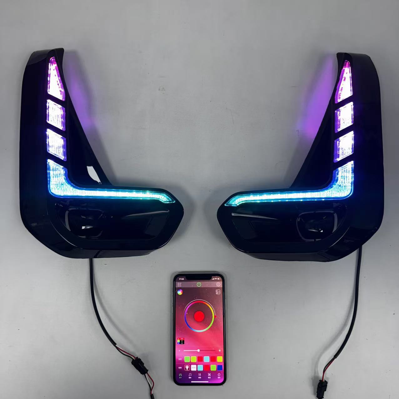 Suitable for Toyota 20 Hilux Low-Profile Fog Lamp Modified Front Led Daytime Running Light Rgb Mobile Phone Control Version