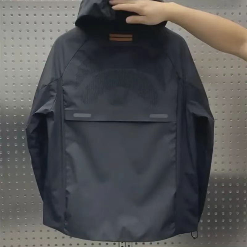 2025 Spring and Autumn Popular Reflective Striped Hooded Windproof Fashion Trendy Jacket Casual Versatile Top