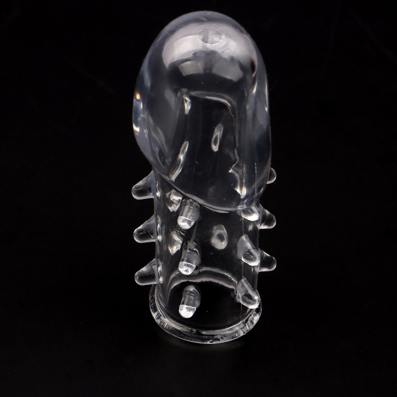 Crystal Textured Glans Sleeve Condom, Wolf-Tooth Stimulation, TPE, Transparent — detail image 4