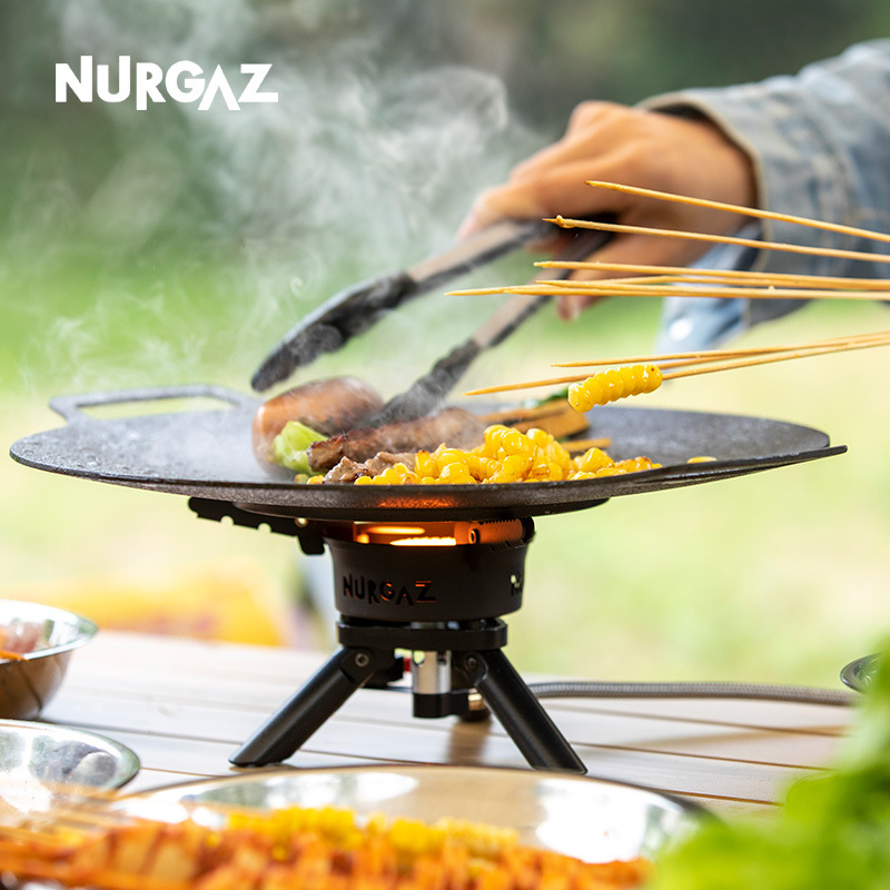 Nurgaz camping estufa dividida estufa plegable con encendido electrónico estufa de gas portátil feroz estufa a prueba de viento