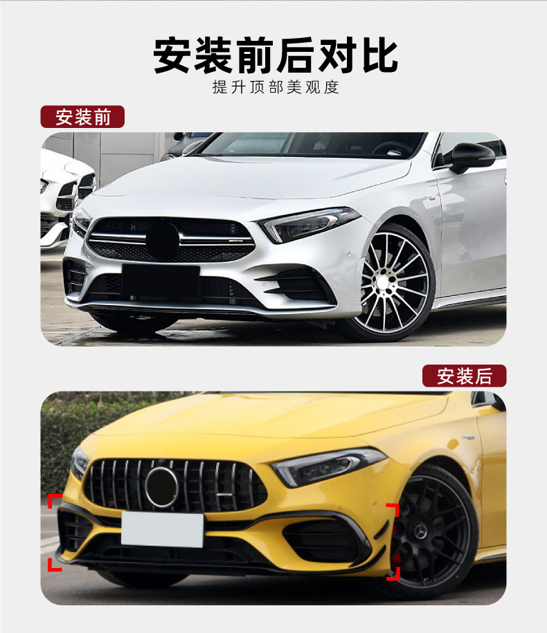 Suitable for Mercedes-Benz A-Class W177 A180 A200 A220 A35 A45 Amg Front Bumper Assembly and Body Kit Modification
