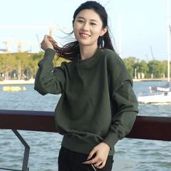2025新款运动男士纯色简约卫衣秋季长袖T恤男日系圆领重磅宽松t恤