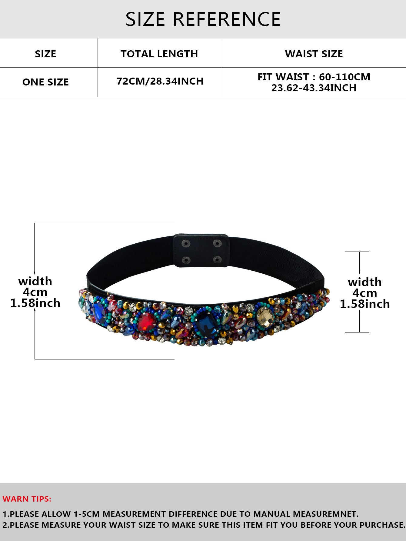 Fashion Elastic Fabric Color Crystal Decorative Belt Wholesale Nihaojewelry display picture 1