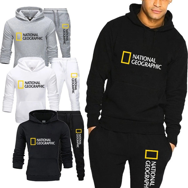 National Geographic Channel NATIONAL GEOGRAPHIC Sports suit Men's Autumn and Winter Two-Piece Set