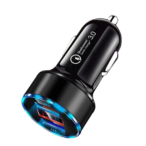 Digital display mobile phone car charger one to two cigarette lighter mini fast charging car charger metal fast charging flash charging