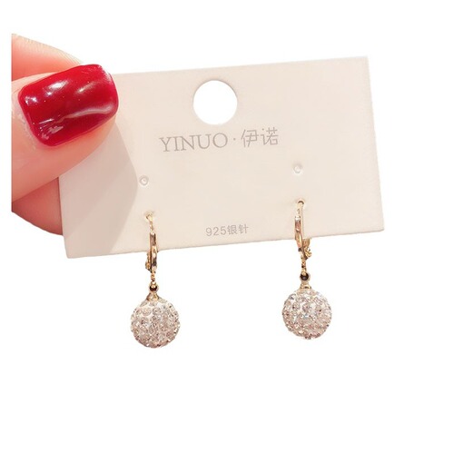Korean Dongdaemun Daily Versatile Zircon Diamond Ball Earrings Earrings Earrings Temperament Internet Celebrity Fashion Simple Earrings Earrings for Women