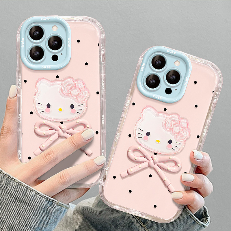 波点kt猫挂绳适用苹果16可爱手机壳iphone17promax甜美15韩风14女|undefined