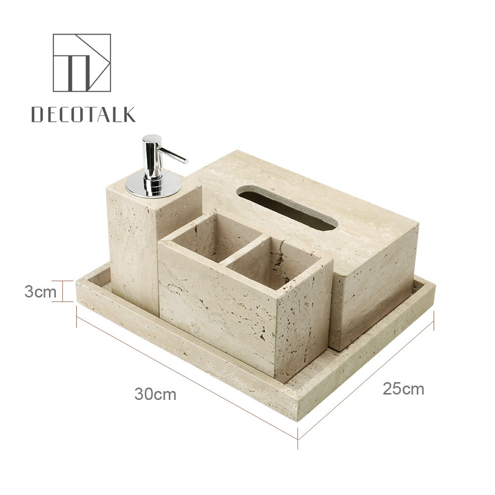 Huangdong Stone Baño de baño de cinco piezas conjunto de lavado conjunto de inodoro de mármol bandeja modelo decoración de la habitación "Viento silencioso"