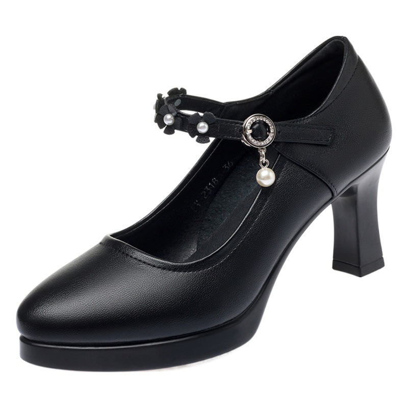 Zapatos de mamá nueva primavera y otoño tacones altos cheongsam pasarela ZAPATOS DE TRABAJO plataforma impermeable cómodo tacón grueso hebilla de las mujeres