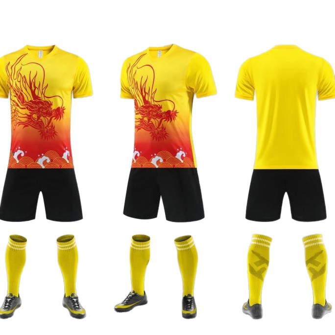 Nuevo traje de futbol, traje de entrenamiento con patrón de dragón, traje deportivo de carrera de botes dragón de manga corta, juego impreso, uniforme del equipo de carrera de botes dragón