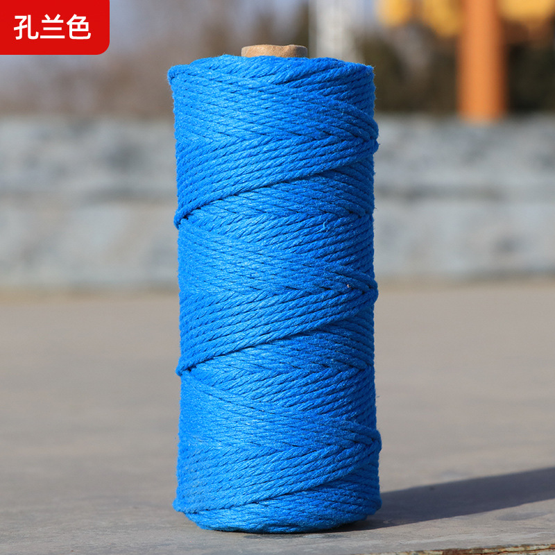 Cuerdas de algodón de color transfronterizas tejidas de algodón 2mm3mm4mm cuerdas de algodón hechas a mano cuerdas decorativas DIY cuerdas de algodón de color colgantes