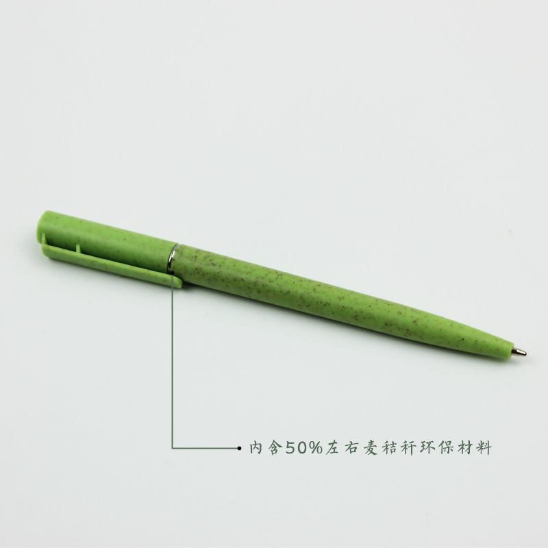 Paja de trigo protección ambiental bolígrafo personalizado logotipo publicidad pluma giratoria aceite negro PEN material degradable PEN regalo
