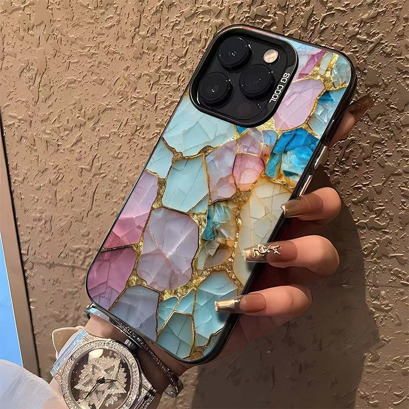 La nueva piedra de color plateado se aplica a la carcasa del teléfono móvil iphone16 Apple 15promax/14 personalidad europea y americana 13pro12