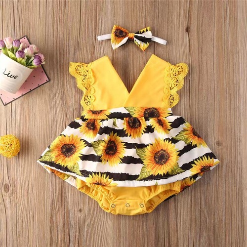 Baby one-piece romper newborn clothing infant sleeveless princess dress summer thin lace crawling suit cross-border wholesale