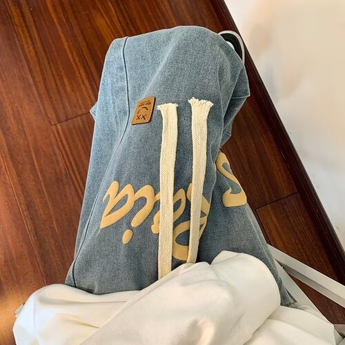 American Street Pop Letter Denim Jeans for Men - Spring and Autumn New Streetwear Loose Straight Leg Wide Leg Long Pants
