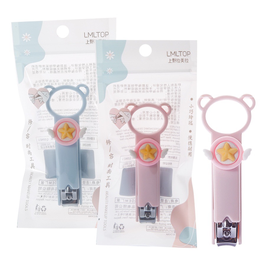 LMLTOP Cortaúñas de acero inoxidable para adultos, bonitos y creativos, empaquetados individualmente, cortaúñas colgantes C0189