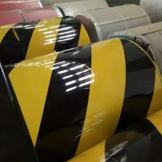 厂家供应黑黄彩卷红白彩钢卷印花迷彩彩钢卷彩涂卷警示带规格齐全