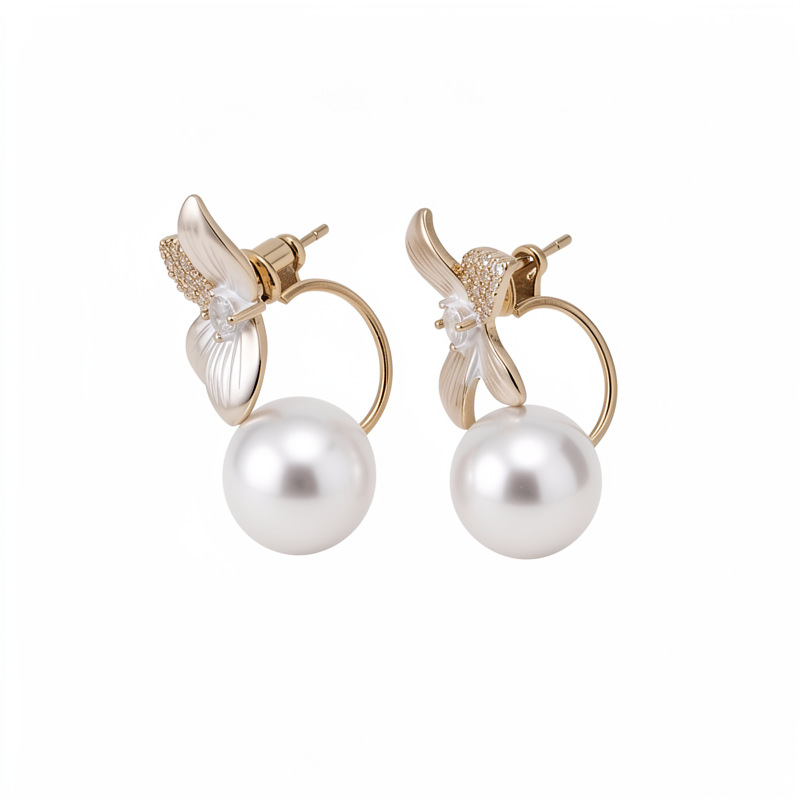 Agujas de plata, mariposas de piedra, flores, perlas geométricas, temperamento, personalidad, pendientes diarios, auriculares de lujo ligero y de alta calidad. image 6
