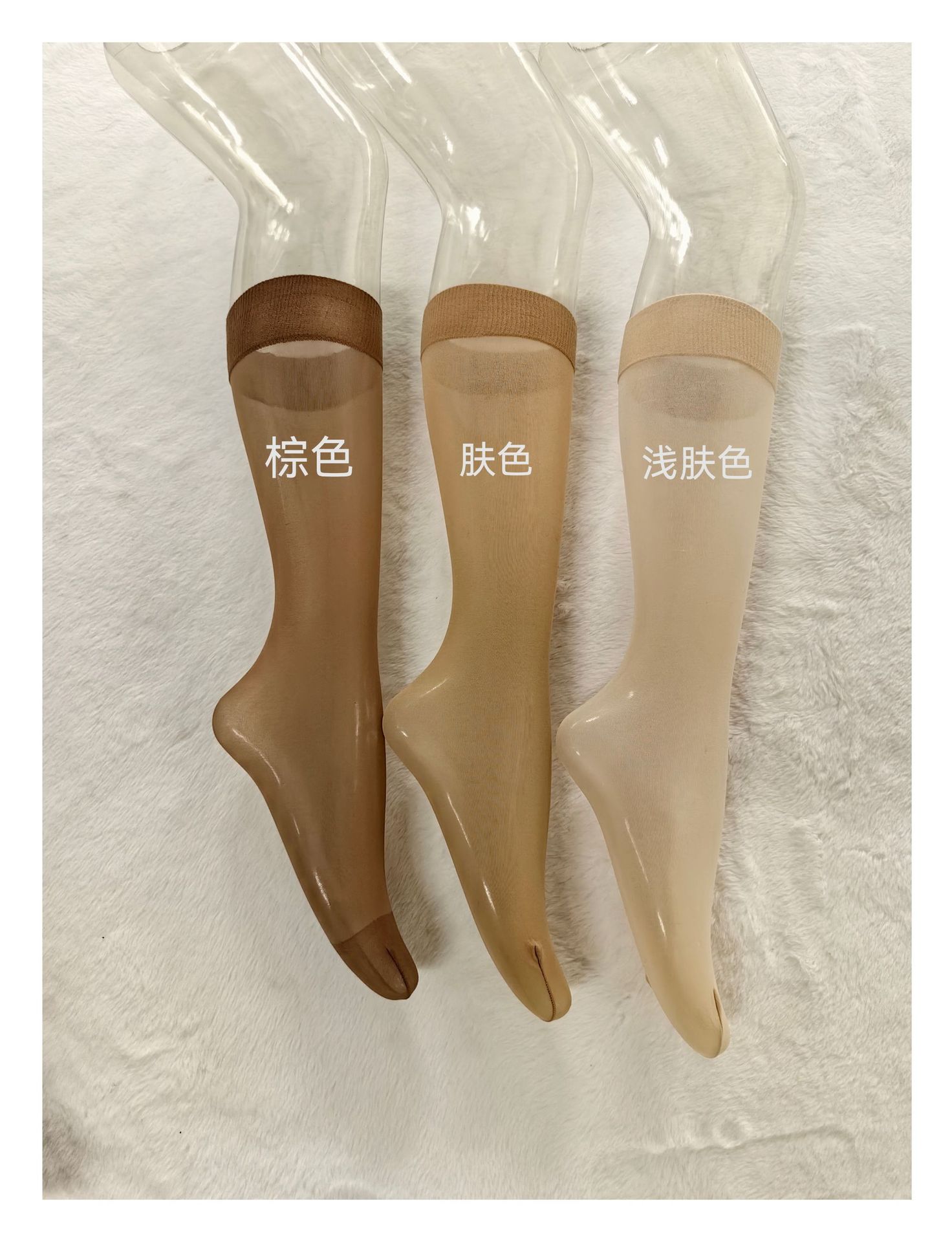 2024 medias de verano calcetines de tres huesos para mujer calcetines de tubo medio fino color carne negro tubo medio calcetines de tubo simple ventas directas de fábrica