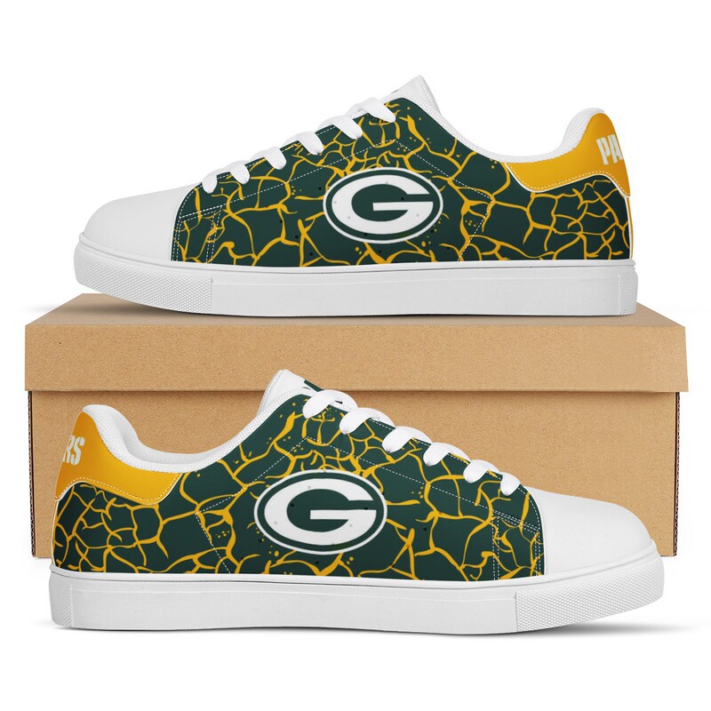 White Bottom Low-top Sneakers American Rugby NFL Team Green Bay Packaging New York Jet Printed White Shoes