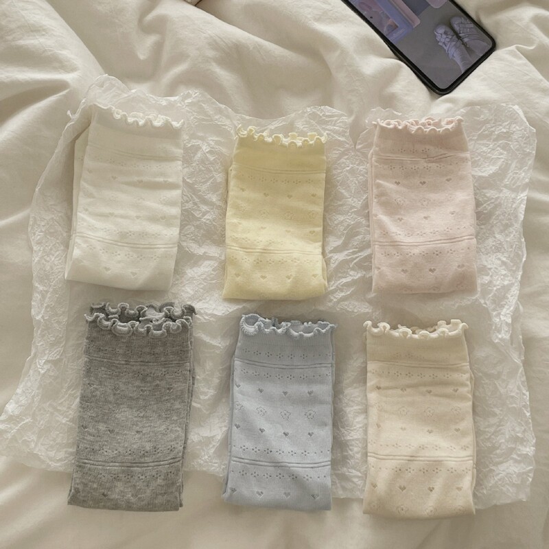 New Style Socks for Spring and Summer, Thin Lace Mid-Calf Socks with Mesh Floral Hollow Design, Japanese Style Versatile Summer Socks New Style Socks for Spring and Summer, Thin Lace Mid-Calf Socks with Mesh Floral Hollow Design, Japanese Style Versatile Summer Socks