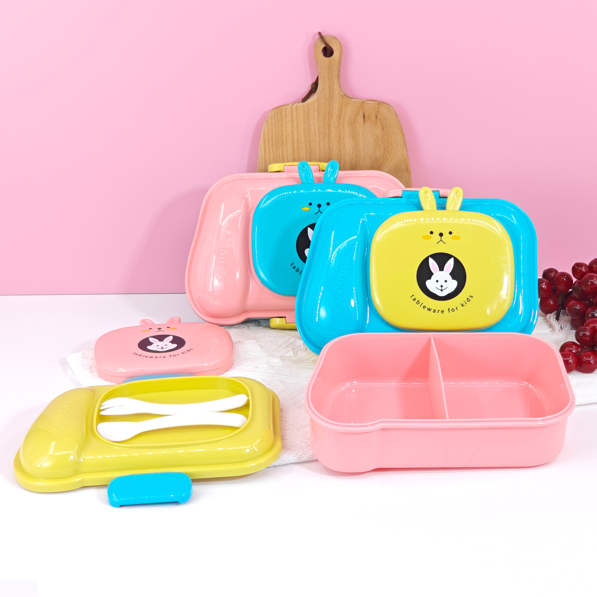 Fiambrera de dibujos animados de venta directa de fábrica, los estudiantes traen arroz con una linda forma de hipopótamo, se puede calentar en microondas, lonchera de bento