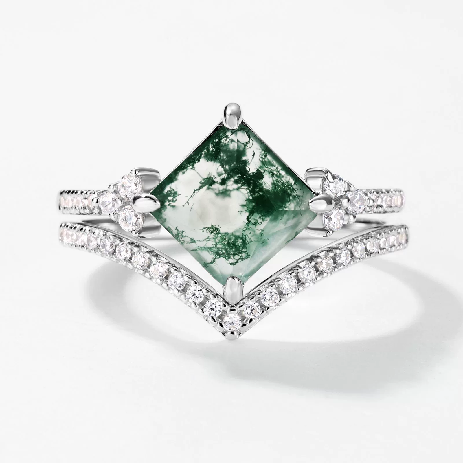 (Cross-border trading), natural water, agate aquatic plants, ring, Amazon, silver 925 sample