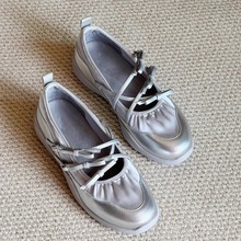 潮不南~银河芭蕾明星同款鞋女2024内增高软底蝴蝶结运动玛丽珍鞋
