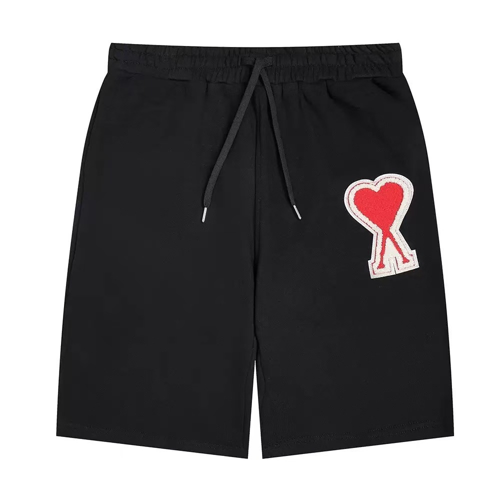 潮牌ami爱心刺绣短裤夏季跨境 休闲宽松 运动五分裤男女休闲短裤