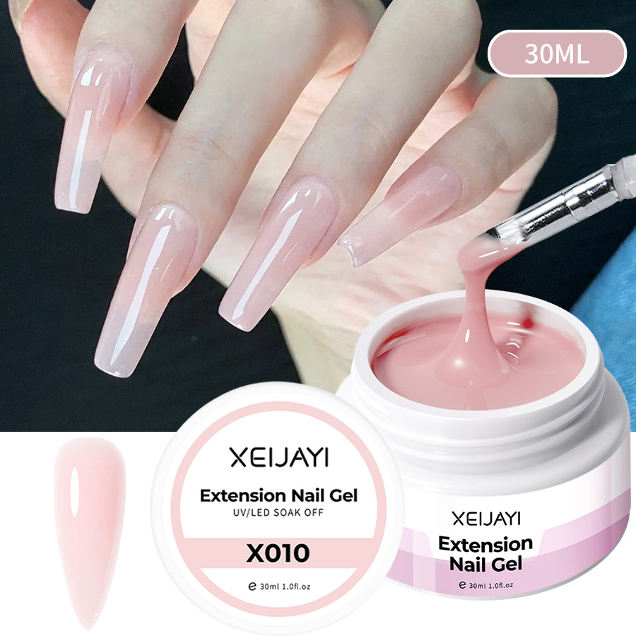 Pegamento de esmalte de uñas al por mayor Poly Gel Crystal pegamento de extensión 30ml pegamento de fototerapia bandeja sin papel Jelly Glue para salón de uñas