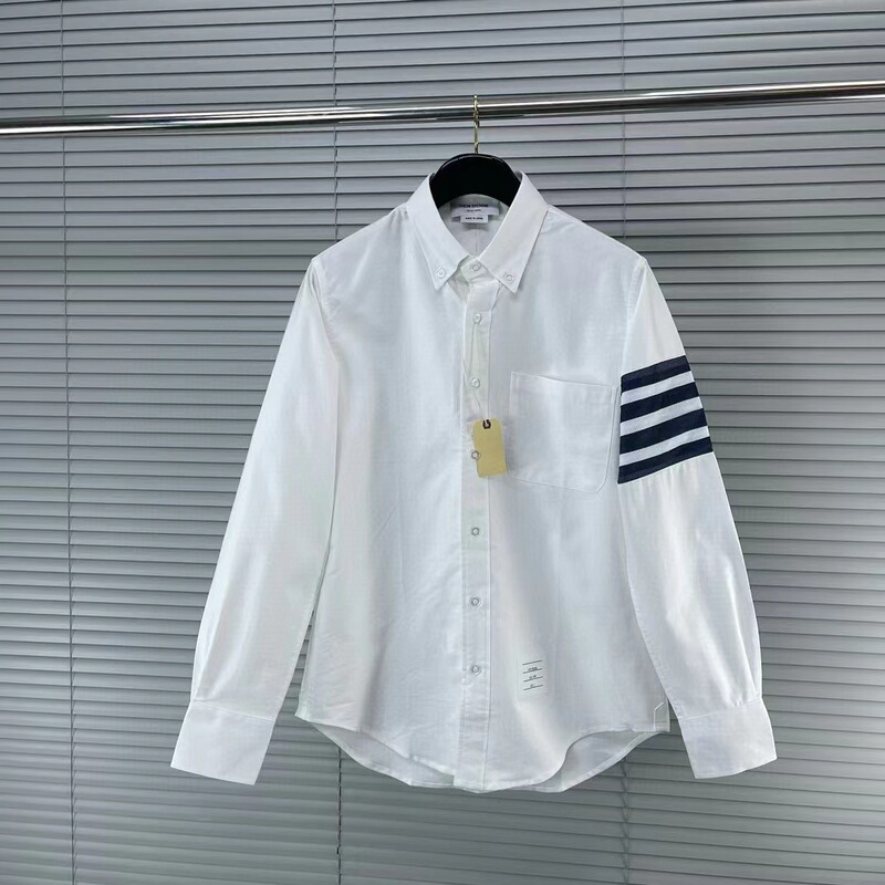 Factory Outlet TB Oxford Mesh Four Bars Long Sleeve Shirt Men's and Women's Casual Joker Shirt Jacket Fashion