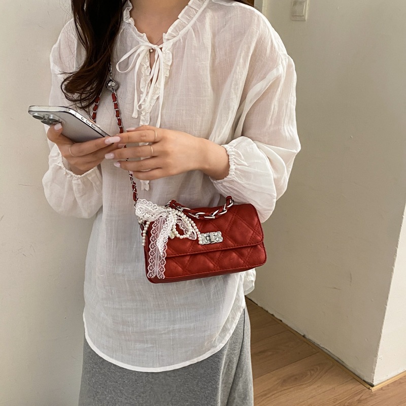 Xiaoxiang estilo de cadena de diamond bolso pequeño bolso de mujer de verano nuevo bolso de moda estilo diario simple bolso cuadrado image 3
