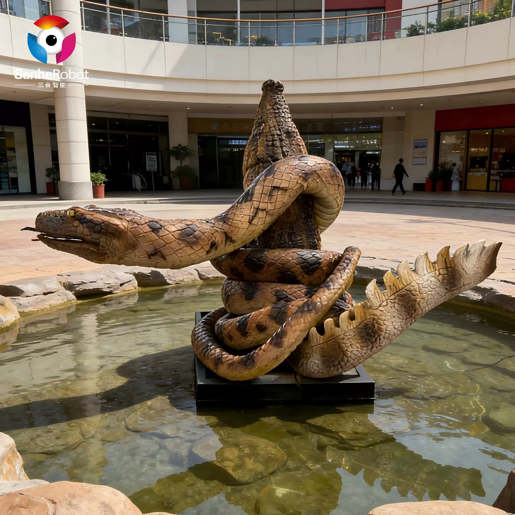 仿真动植物模型定制大型蛇抱鳄鱼商场主题公园广场摆件爬行