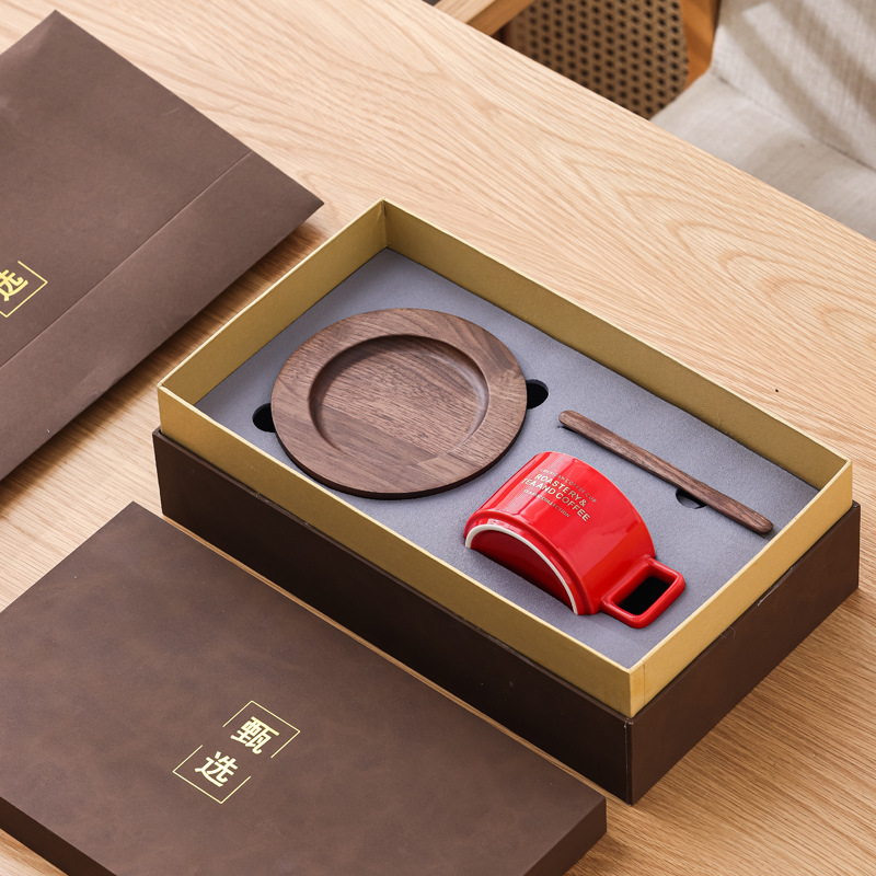 Taza de café americana con taza de nuez, taza de cerámica, taza de cerámica, regalo de mano