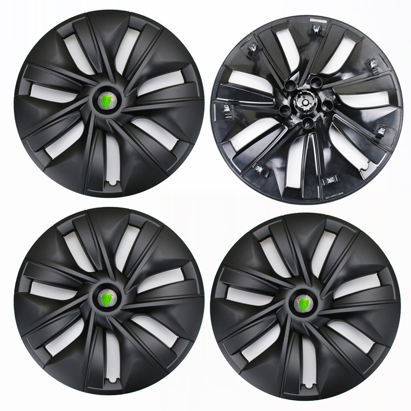 Full Edged for – Tesla Hub cover - 19y-old-edged-matte-black-red-label-set-of-4