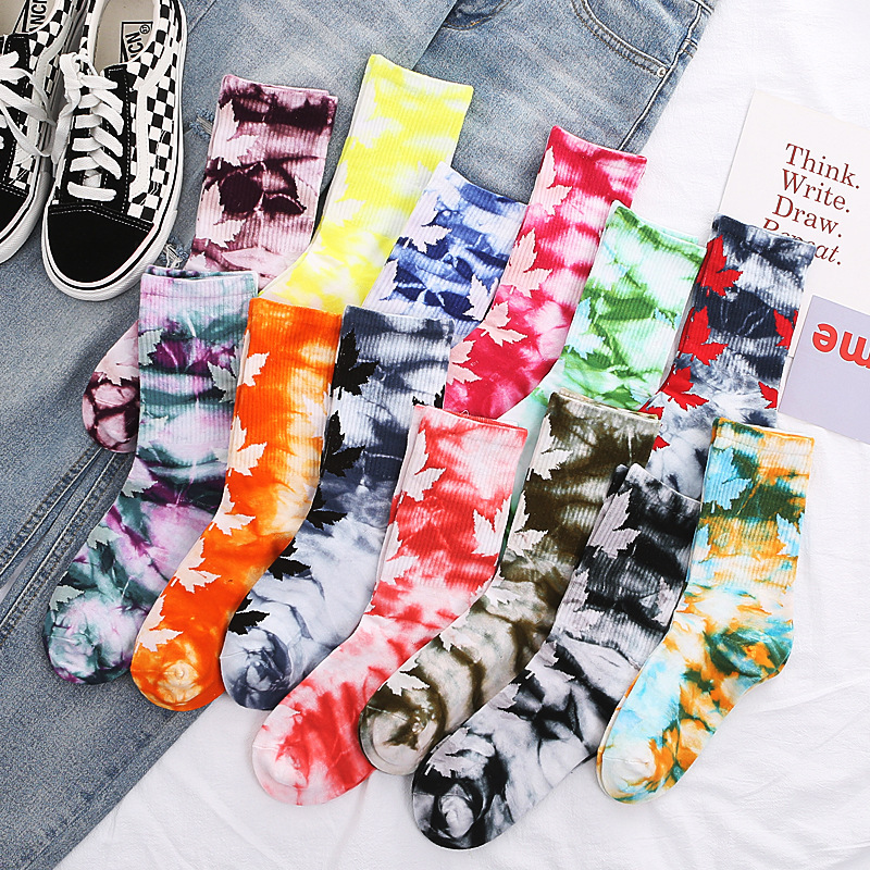 Tie-dyed Socks Men and Women ins Trendy High-height Street Sports Skateboard Basketball Hip-hop Stockings Personalized All-match w Tie-dyed Socks Men and Women ins Trendy High-height Street Sports Skateboard Basketball Hip-hop Stockings Personalized All-match w