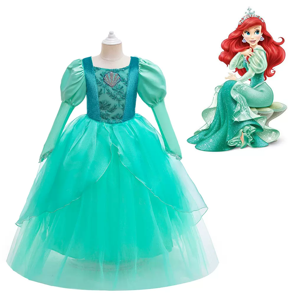 女童公主裙 美人鱼礼服阿拉丁茉莉Cosplay万圣演出礼服儿童连衣裙
