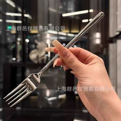 高档不锈钢叉子长柄西餐家用餐叉沙拉意面西餐叉主餐叉牛排叉