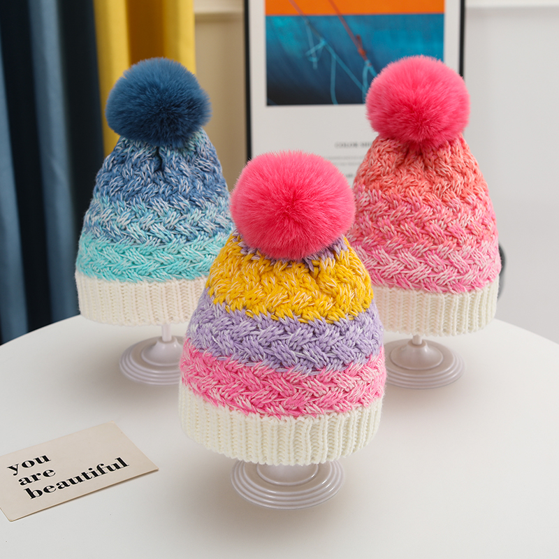 Girl's Cartoon Style Sweet Simple Style Color Block Wool Cap display picture 3