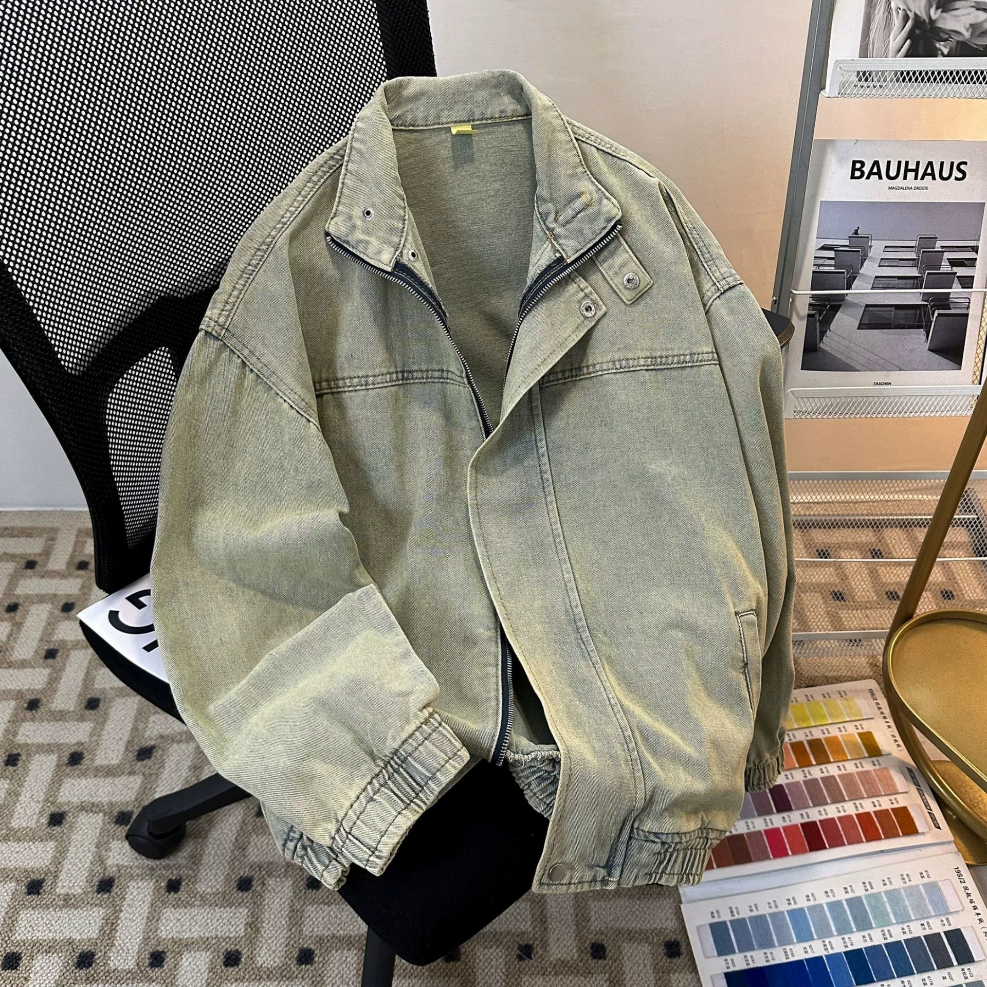 Мойка джинсовая куртка с воротником