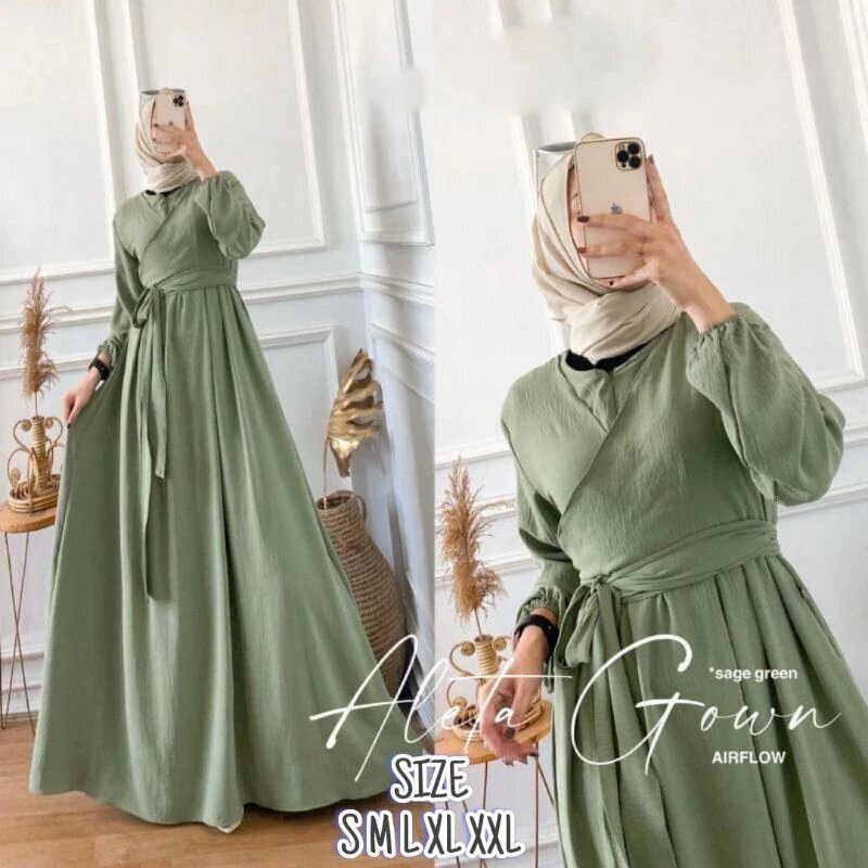 Turkish Women's New Fashion Round Neck Solid Color Long-Sleeved Lace-Up Long Dress Turkish Women's New Fashion Round Neck Solid Color Long-Sleeved Lace-Up Long Dress