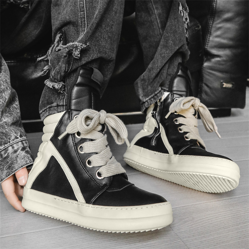 Men's Shoes Ins Hong Kong Style 2025 Niche Retro Couple Bread Shoes American Super Popular Casual High-Top Sneakers Boots