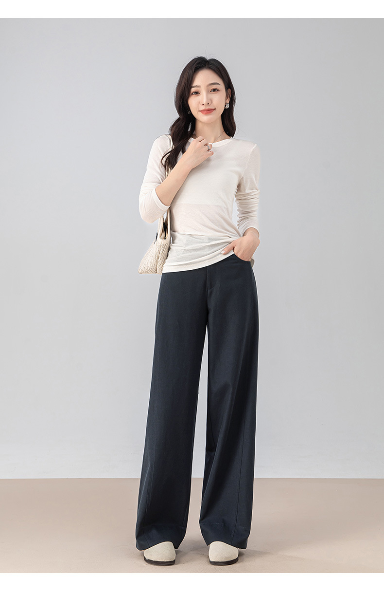 Áo thun nữ cổ tròn dáng rộng tay dài chất Tencel Cashmere phong cách retro Hàn Quốc — Màu cà phê chi tiết 19