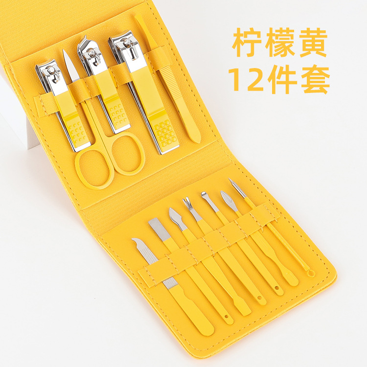 Nuevo bolso plegable cortaúñas traje Matcha verde 16-piezas conjunto de herramientas de uñas hogar portátil cortaúñas traje