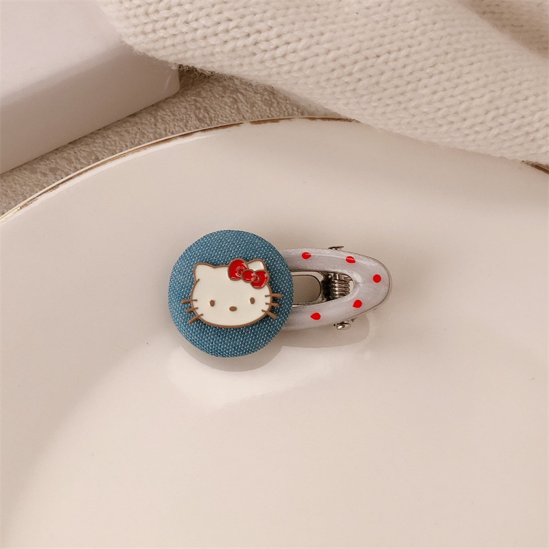 Linda horquilla de botón de aleación de gatito todo fósforo pequeño verano fresco dulce fresco clip de flequillo clip lateral clip de boca de pato accesorios para el cabello