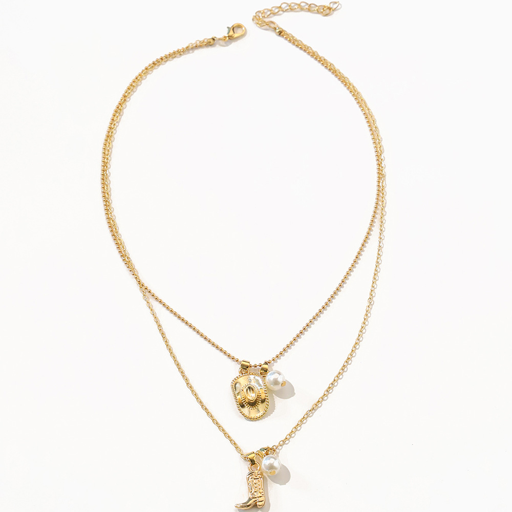 Rond Chapeau Bottes Style Ethnique Style Cow-boy Zircon Alliage De Zinc Collier En Couches Collier De Gros display picture 11